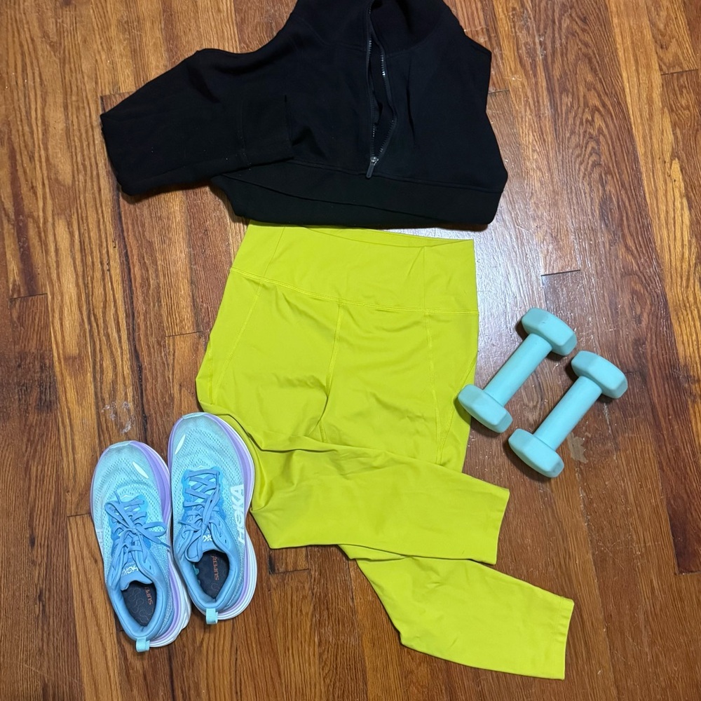 Girlfriend Collective chautreuse green yellow leggings